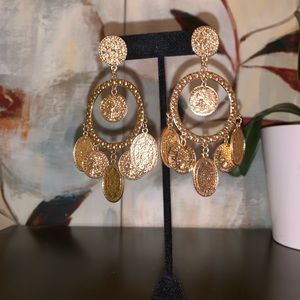 Gold bohemian style earrings